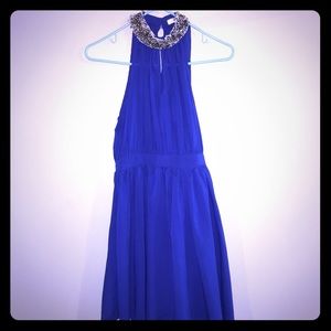 Blue dress with bedazzled collar